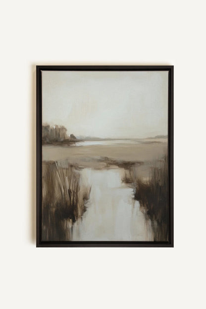 OLEKA CANVAS - MISTY HORIZON, Oeuvre sur toile étirée, encadré Noir