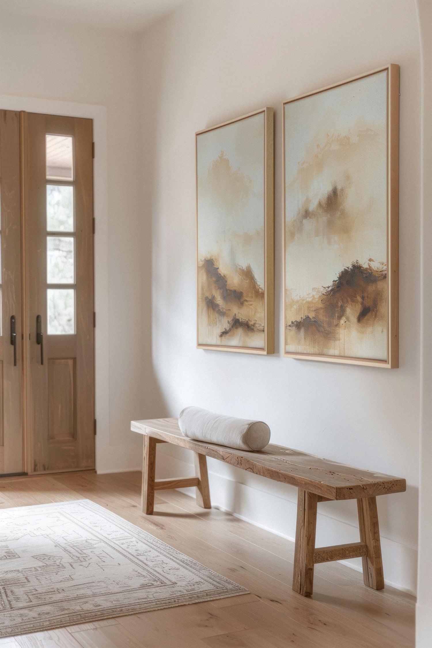 OLEKA CANVAS - AMBER WAVES DUO, 2 Oeuvres sur toile étirée, encadré Naturel Clair