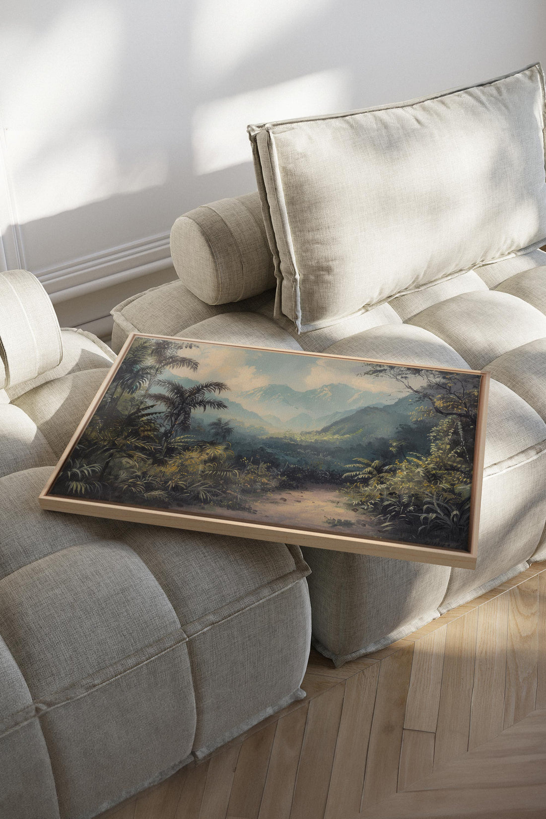 GOLDEN REALM, Artwork on stretched canvas, framed Natural Light