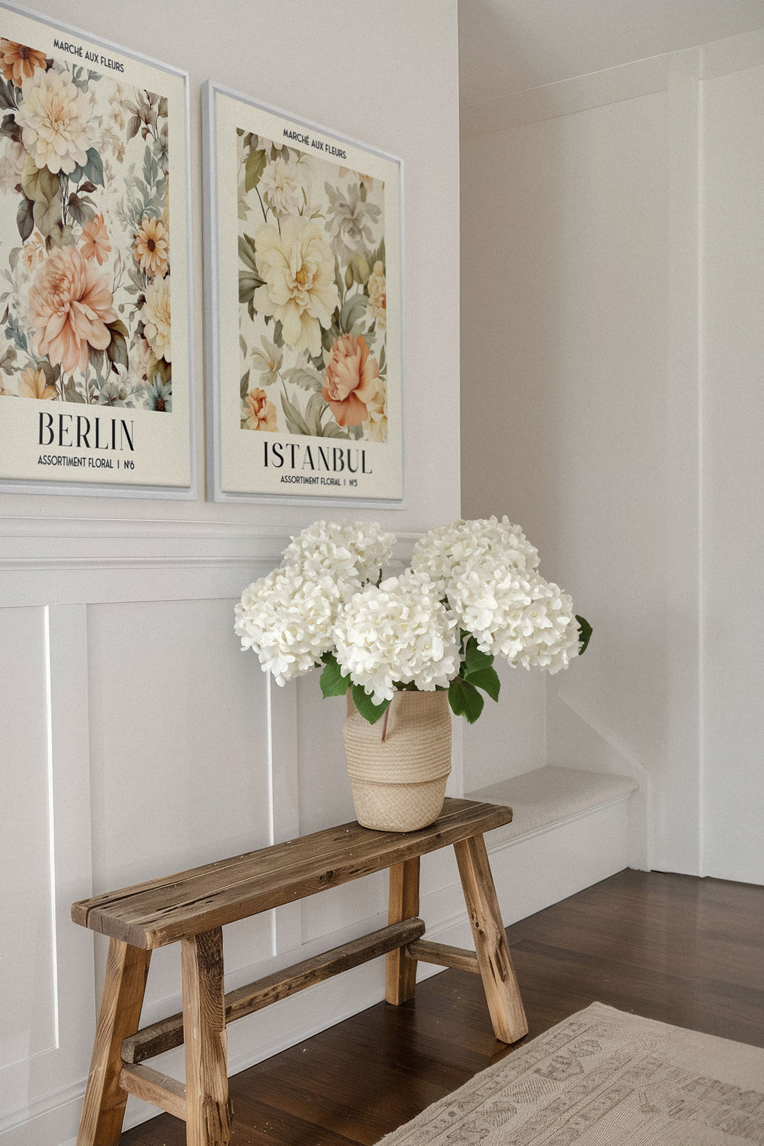 OLEKA CANVAS - DUO ASSORTIMENT FLORAL, 2 Oeuvres sur toile étirée, encadré Blanc