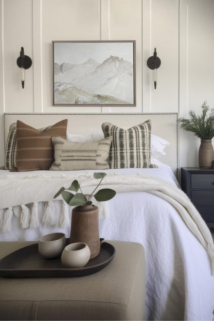 OLEKA CANVAS - MOUNTAIN VIEW, Oeuvre sur toile étirée, encadré Brun Chêne