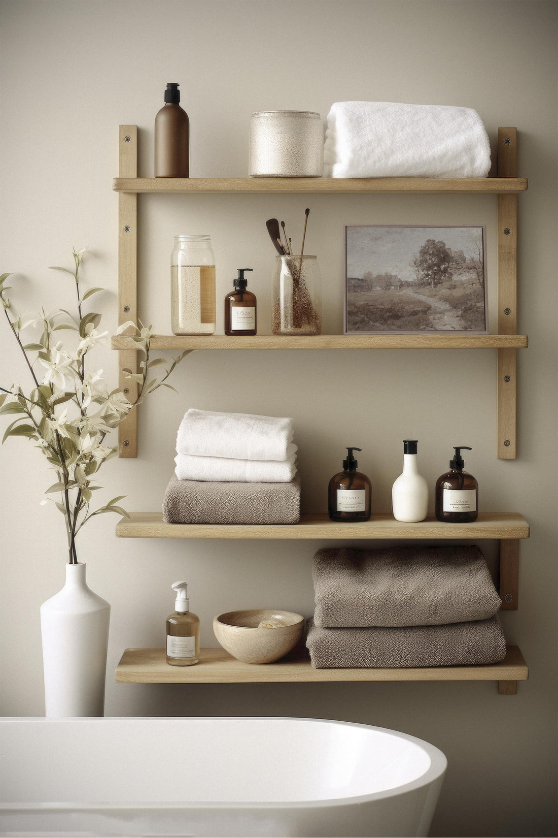 OLEKA CANVAS - RURAL LANDSCAPE, Oeuvre sur toile étirée, encadré Brun Chêne