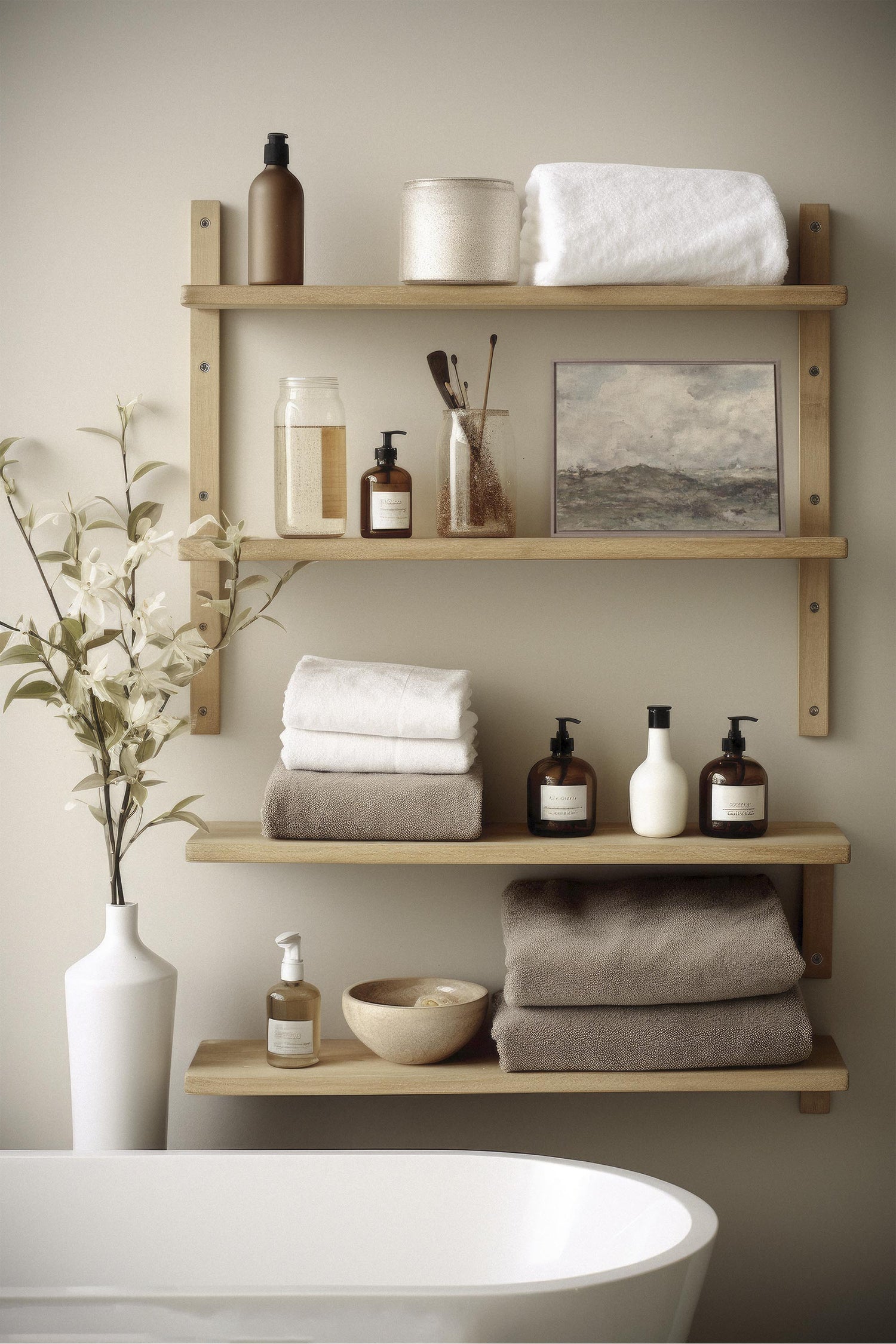 OLEKA CANVAS - SHORELINE, Oeuvre sur toile étirée, encadré Brun Chêne