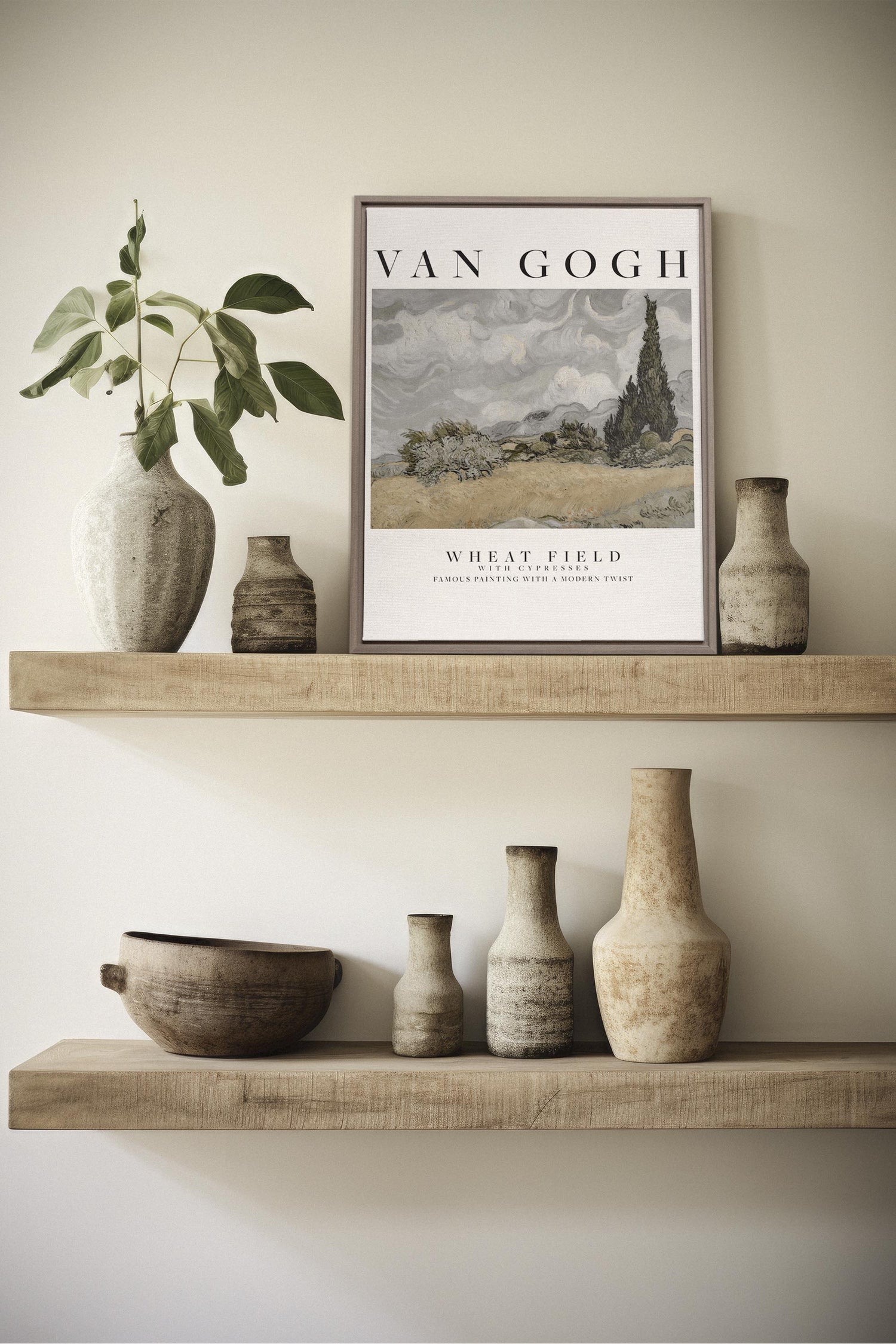 OLEKA CANVAS - WHEATS FIELD, Oeuvre sur toile étirée, encadré Brun Chêne