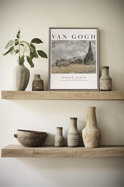 OLEKA CANVAS - WHEATS FIELD, Oeuvre sur toile étirée, encadré Brun Chêne