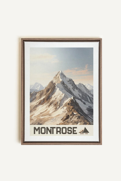 OLEKA CANVAS - MONT ROSE, Oeuvre sur toile étirée, encadré Brun Chêne