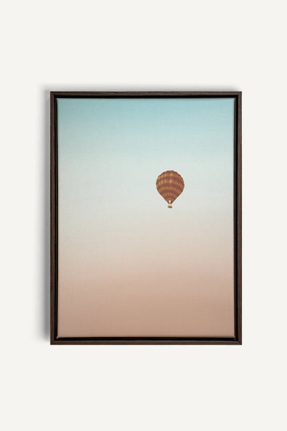 OLEKA CANVAS - MONTGOLFIÈRE, Oeuvre sur toile étirée, encadré Brun Noyer