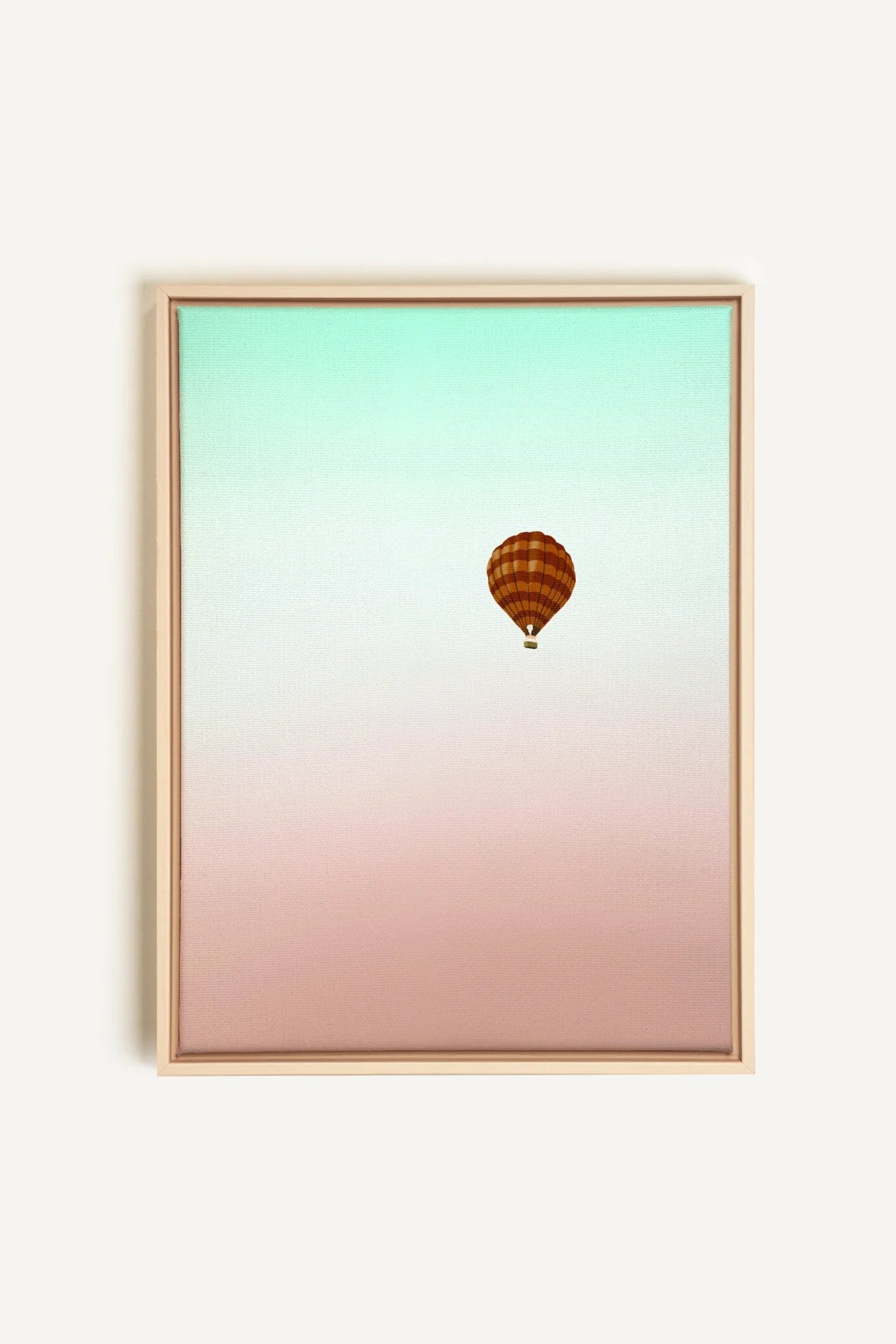 OLEKA CANVAS - MONTGOLFIÈRE, Oeuvre sur toile étirée, encadré Naturel Clair