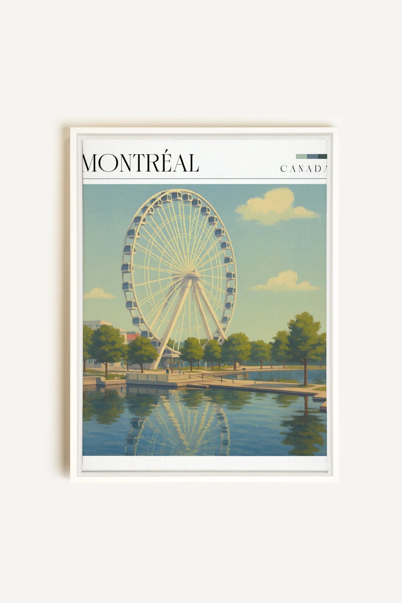 OLEKA CANVAS - MONTRÉAL, Oeuvre sur toile étirée, encadré Blanc