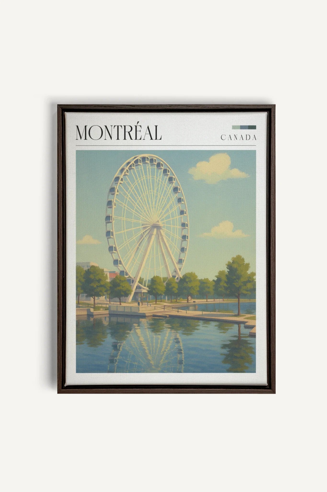 OLEKA CANVAS - MONTRÉAL, Oeuvre sur toile étirée, encadré Brun Noyer