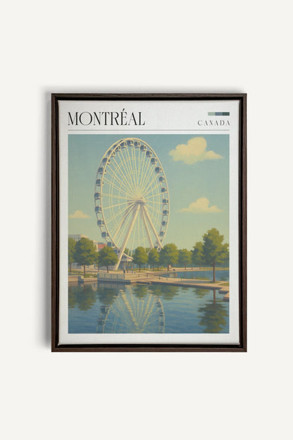 OLEKA CANVAS - MONTRÉAL, Oeuvre sur toile étirée, encadré Brun Noyer