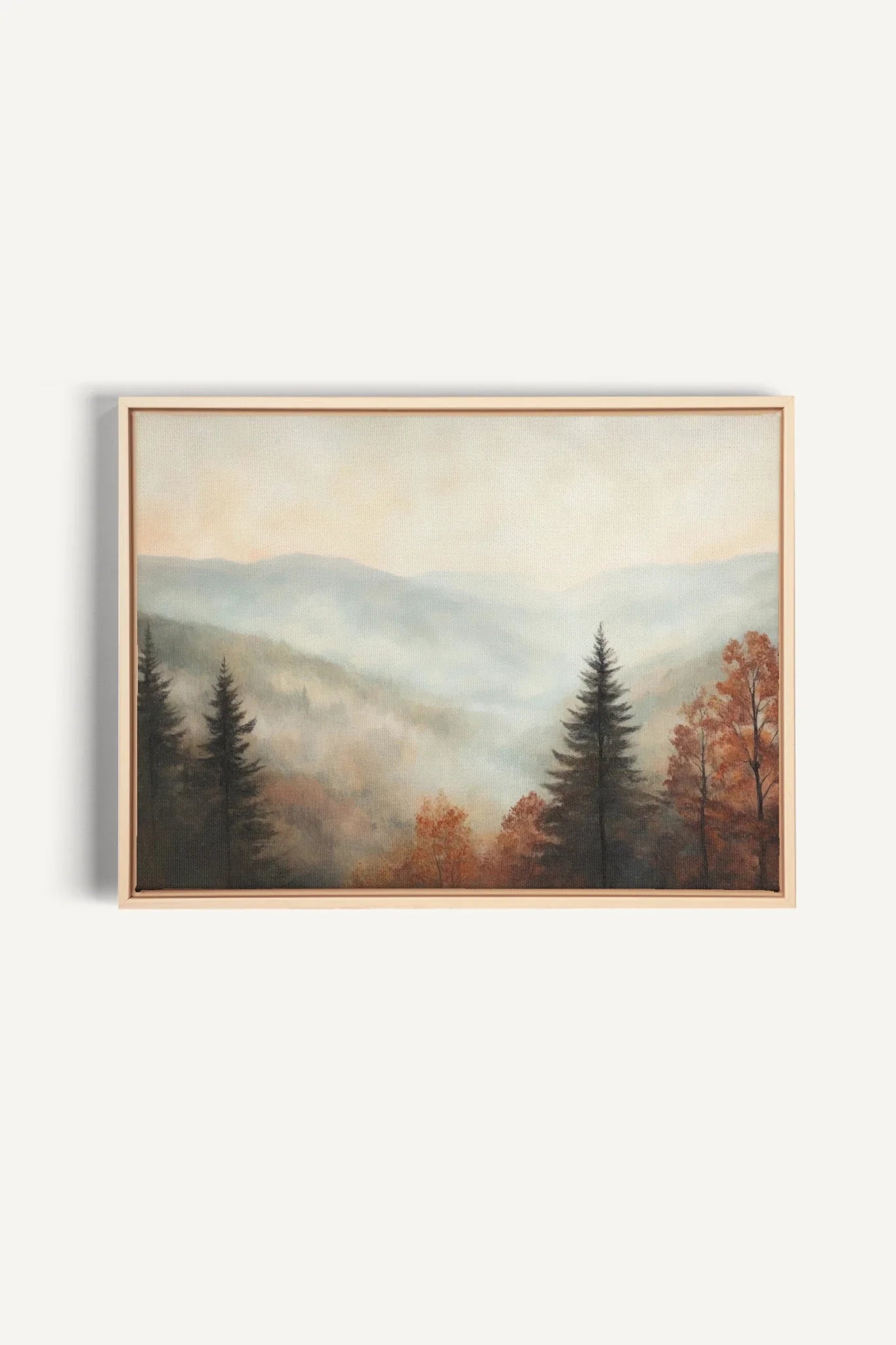 OLEKA CANVAS - MOUNTAIN MORNING, Oeuvre sur toile étirée, encadré Naturel Clair