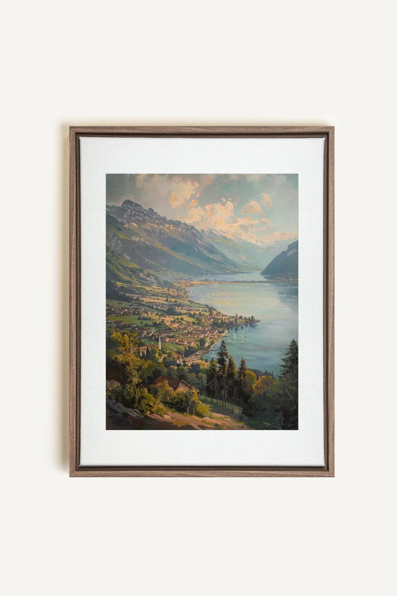 OLEKA CANVAS - MOUNTAIN RETREAT, Oeuvre sur toile étirée, encadré Brun Chêne