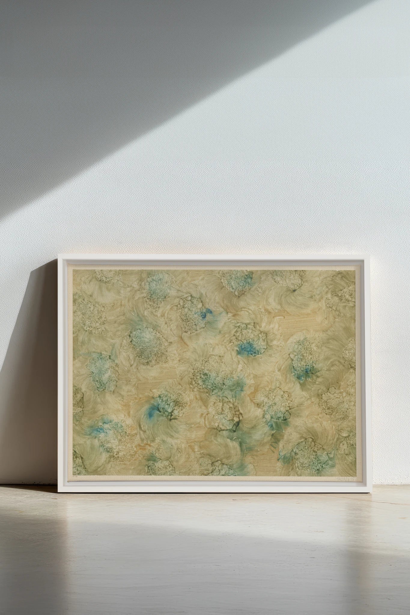 MOUSSE FLORALE, Work on stretched canvas, framed White