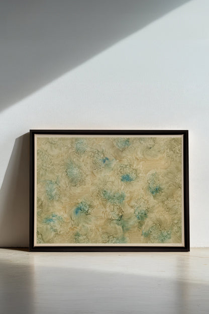 MOUSSE FLORALE, Work on stretched canvas, framed Black
