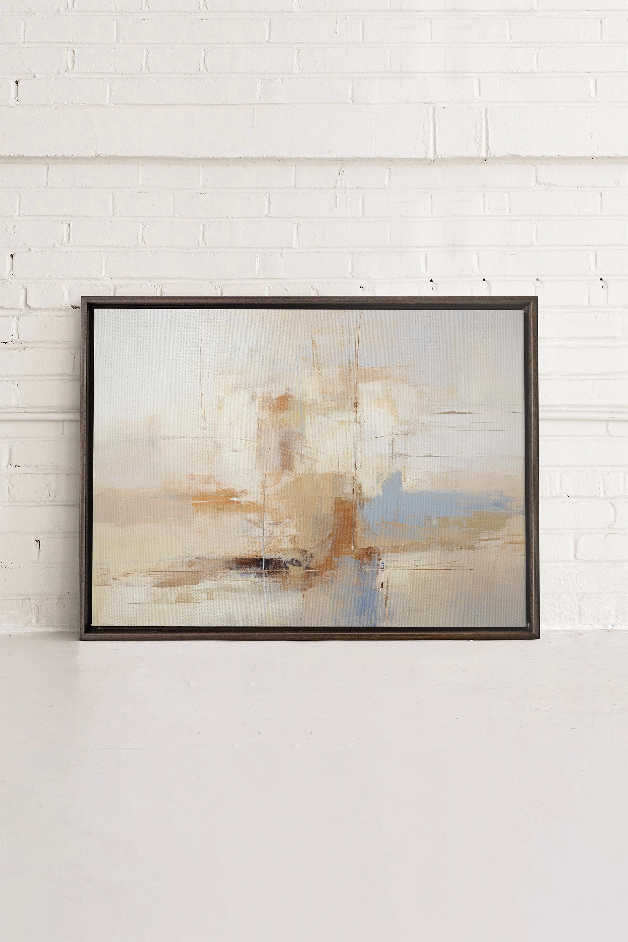 OLEKA CANVAS - VIVID ECHOES, Oeuvre sur toile étirée, encadré Brun Noyer