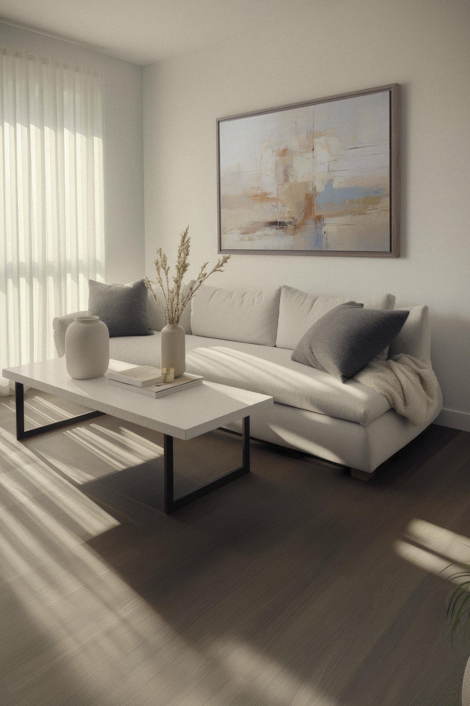 OLEKA CANVAS - VIVID ECHOES, Oeuvre sur toile étirée, encadré Brun Chêne