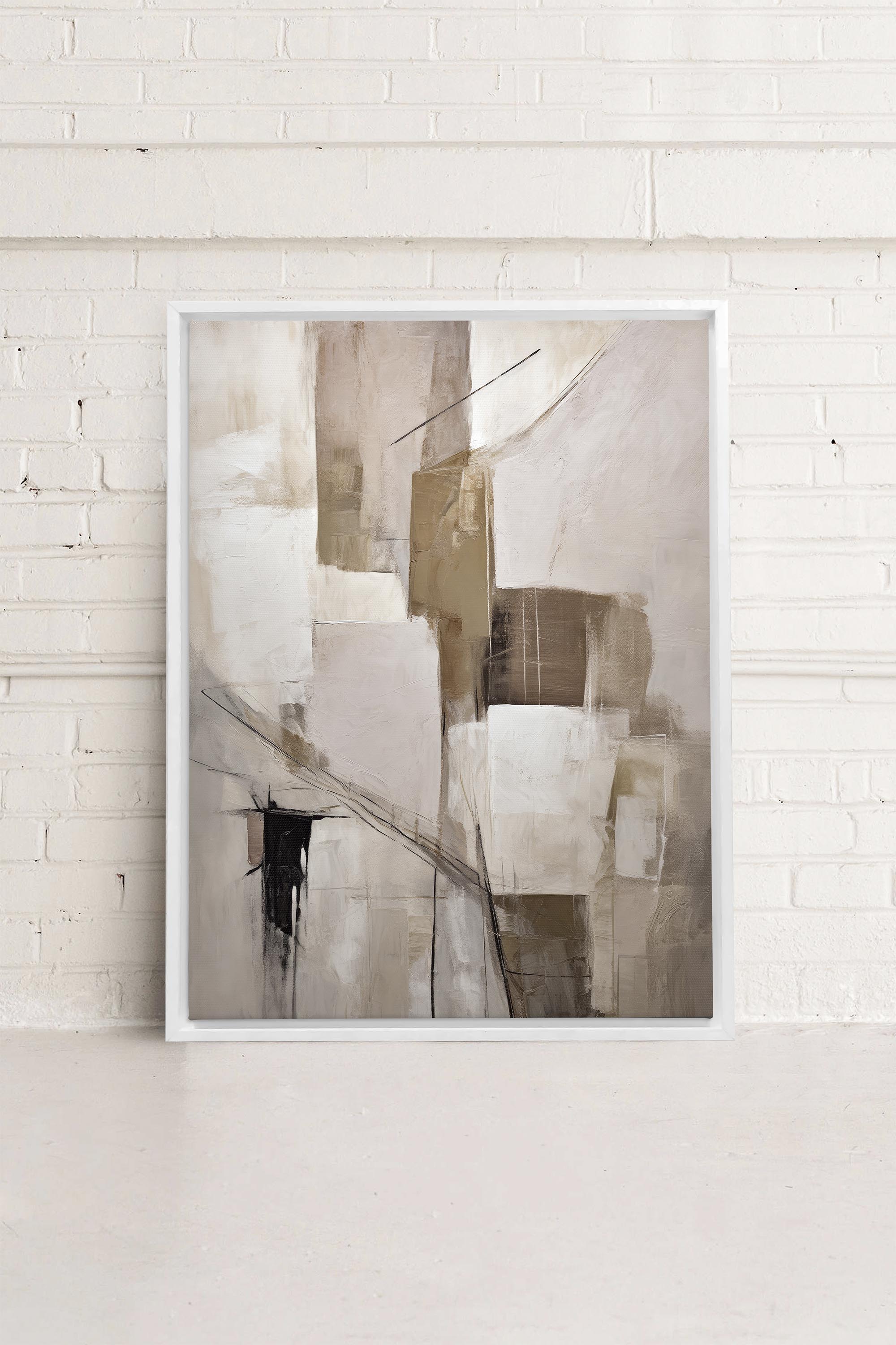 OLEKA CANVAS - MUTED PALETTE, Oeuvre sur toile étirée, encadré Blanc