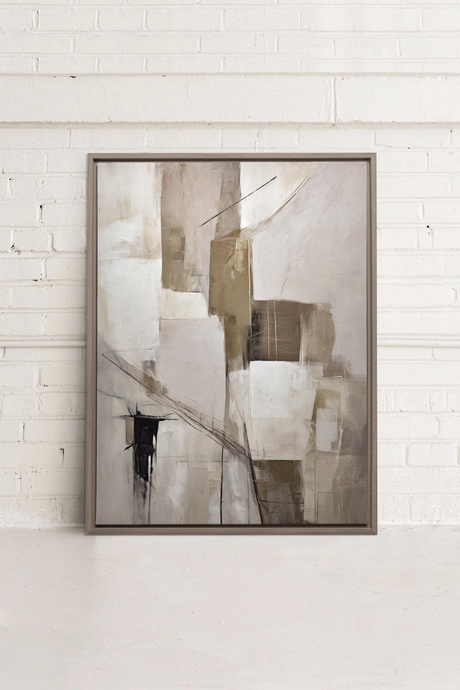 OLEKA CANVAS - MUTED PALETTE, Oeuvre sur toile étirée, encadré Brun Chêne