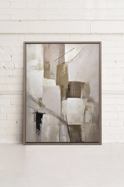 OLEKA CANVAS - MUTED PALETTE, Oeuvre sur toile étirée, encadré Brun Chêne