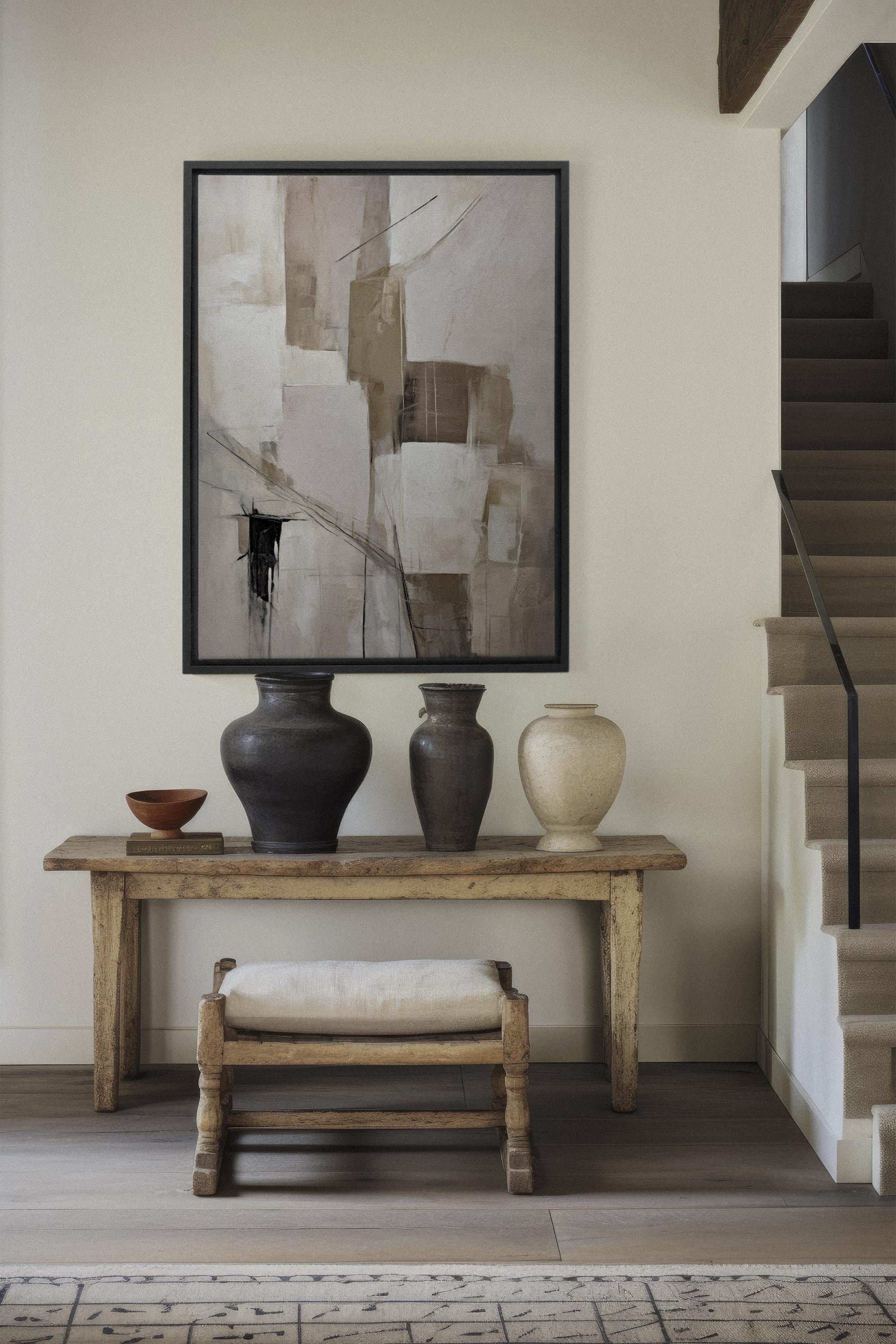 OLEKA CANVAS - MUTED PALETTE, Oeuvre sur toile étirée, encadré Noir