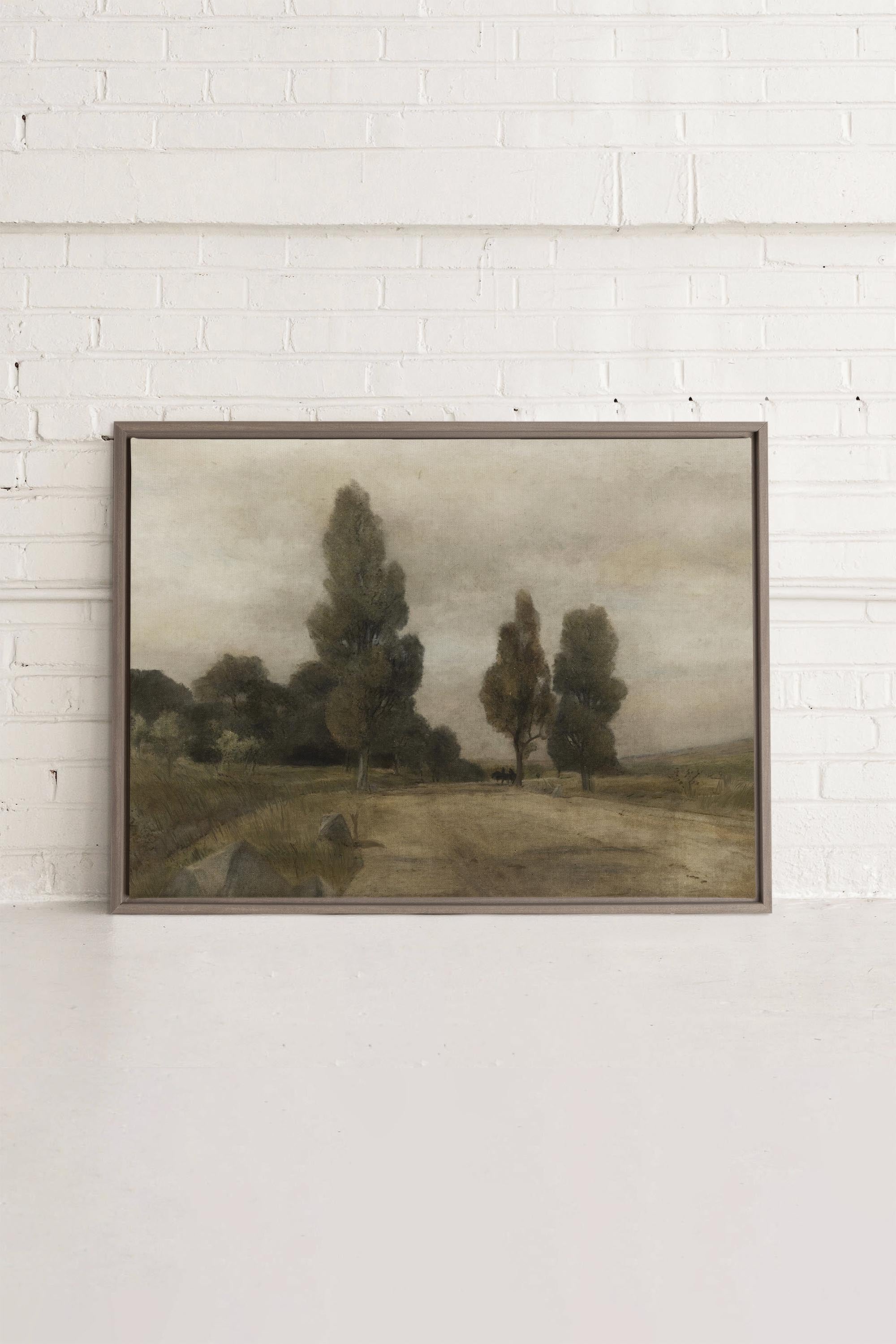 OLEKA CANVAS - PASTURE, Oeuvre sur toile étirée, encadré Brun Chêne