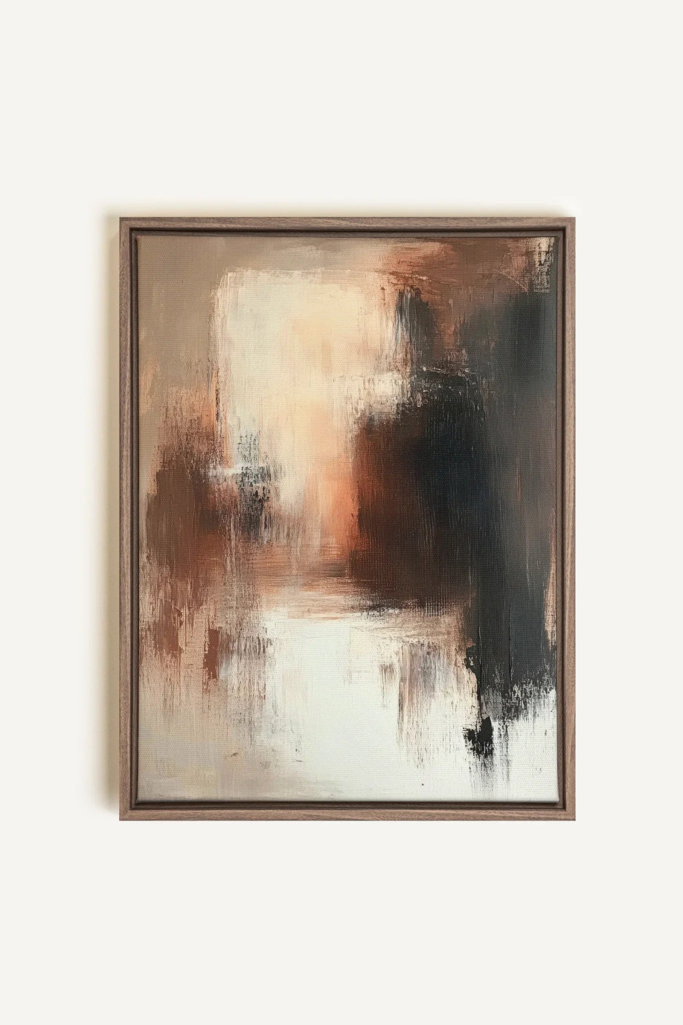 OLEKA CANVAS - MUTED FLAMES, Oeuvre sur toile étirée, encadré Brun Chêne