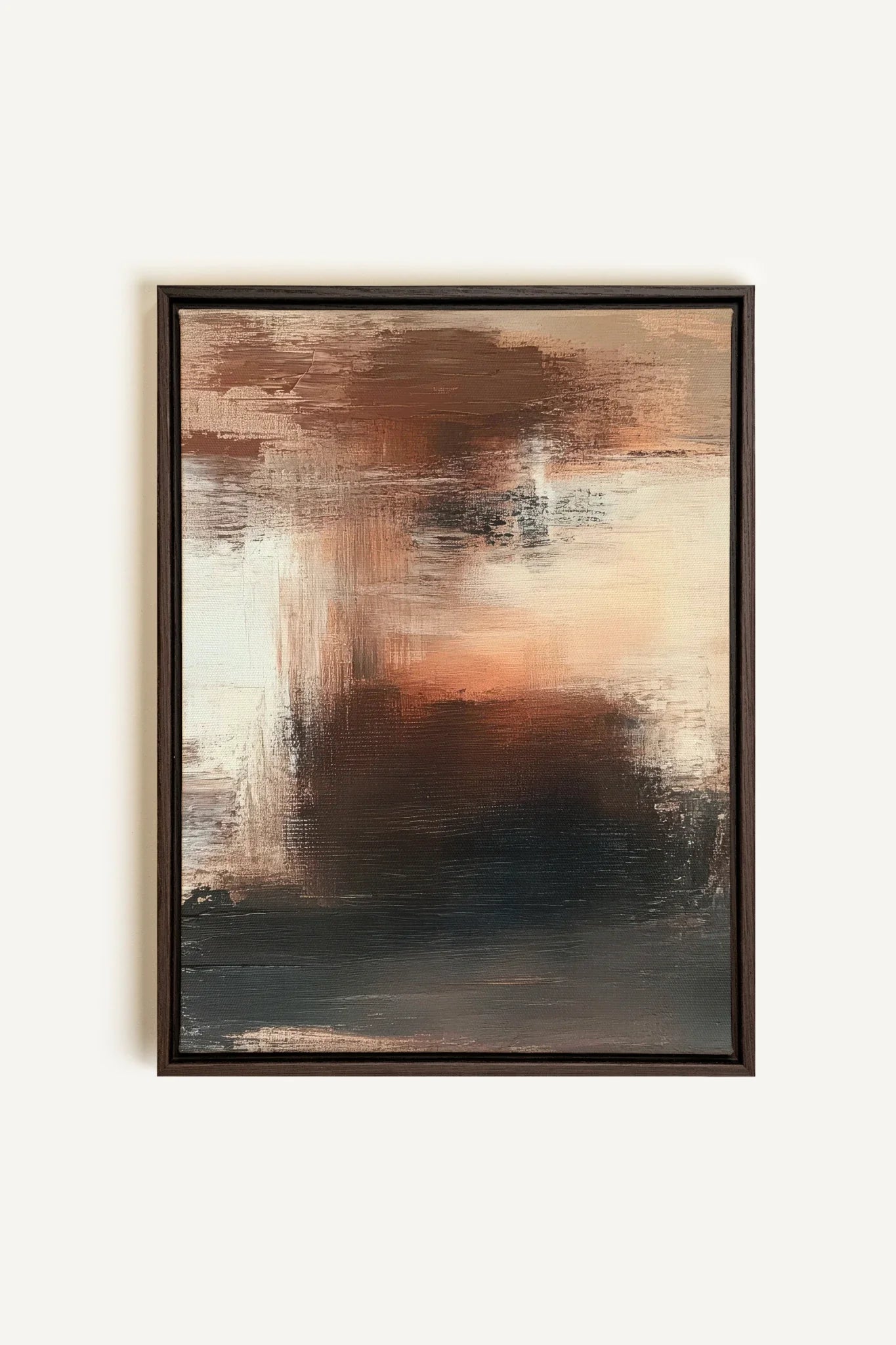 OLEKA CANVAS - MUTED FLAMES, Oeuvre sur toile étirée, encadré Brun Noyer