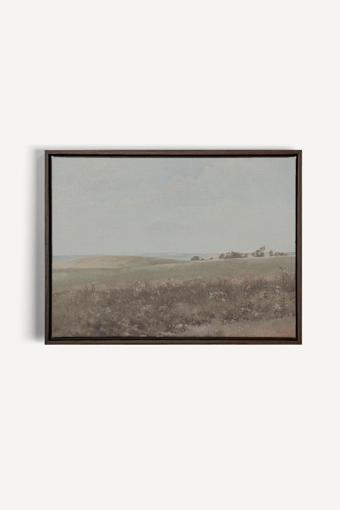 OLEKA CANVAS - MUTED GREEN MEADOW, Oeuvre sur toile étirée, encadré Brun Noyer
