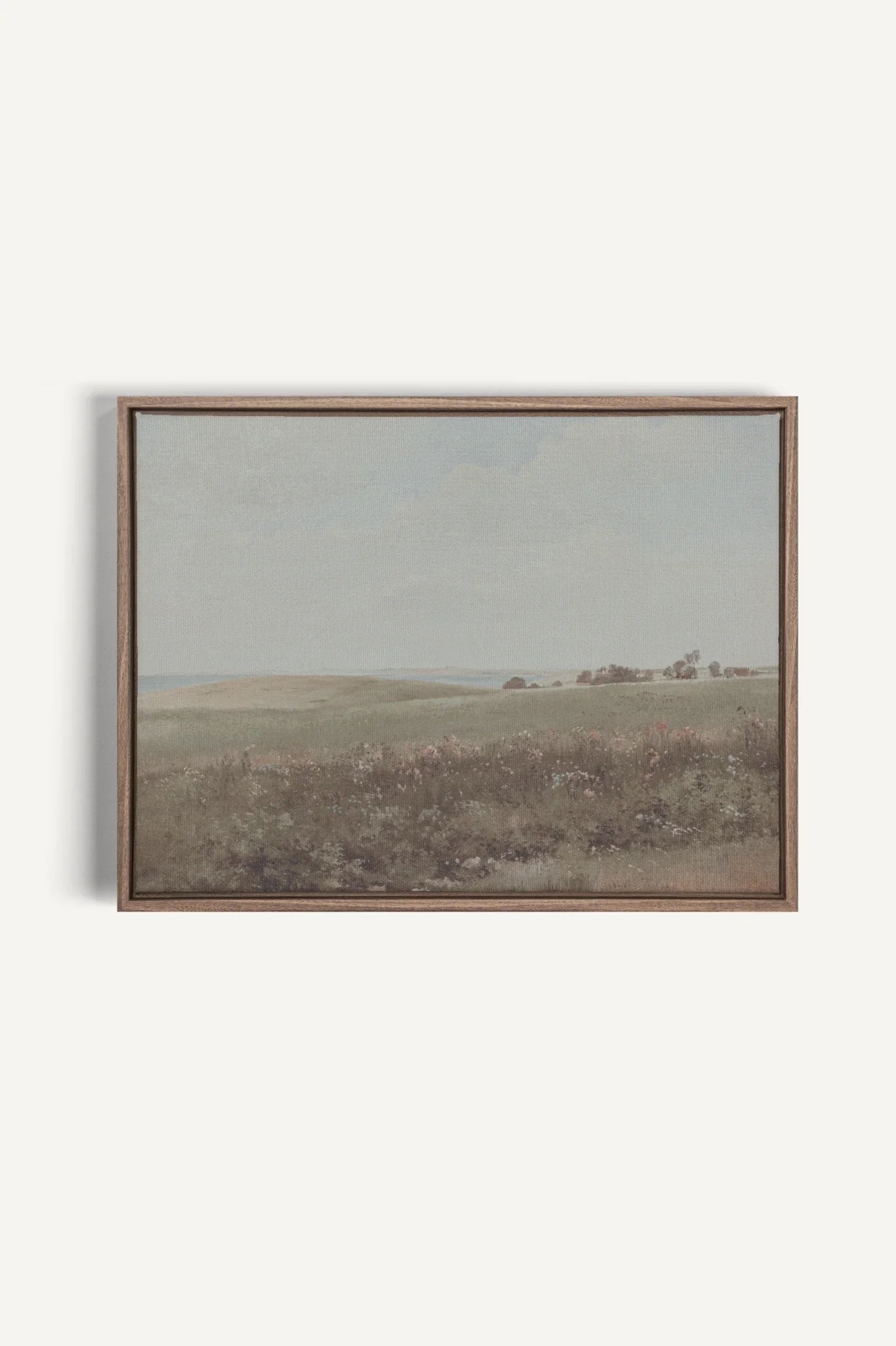 OLEKA CANVAS - MUTED GREEN MEADOW, Oeuvre sur toile étirée, encadré Brun Chêne