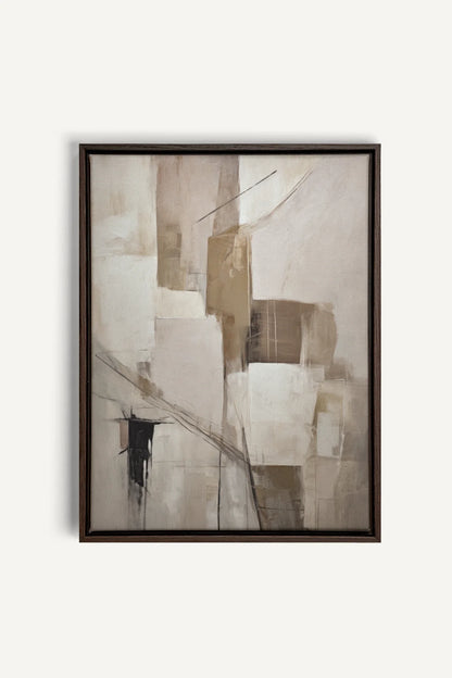 OLEKA CANVAS - MUTED PALETTE, Oeuvre sur toile étirée, encadré Brun Noyer