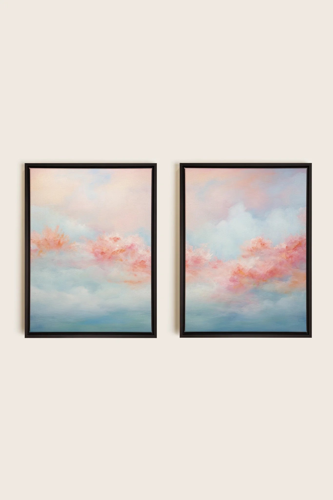 OLEKA CANVAS - MYSTIC SUNSET DUO, 2 Oeuvres sur toile étirée, encadré Noir
