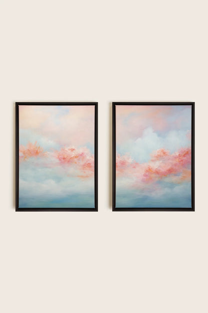 OLEKA CANVAS - MYSTIC SUNSET DUO, 2 Oeuvres sur toile étirée, encadré Noir