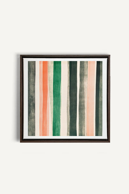 NATURAL LINES, Oeuvre sur toile étirée, encadré Brun Noyer