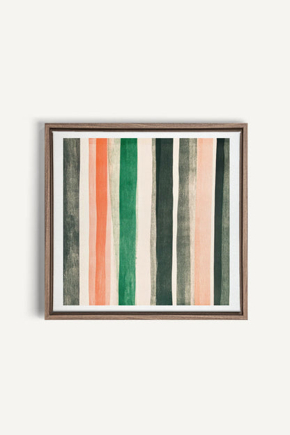 NATURAL LINES, Oeuvre sur toile étirée, encadré Brun Chêne