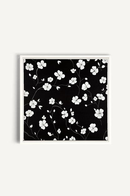 NOCTURNAL BLOOMS, Artwork on stretched canvas, framed in white