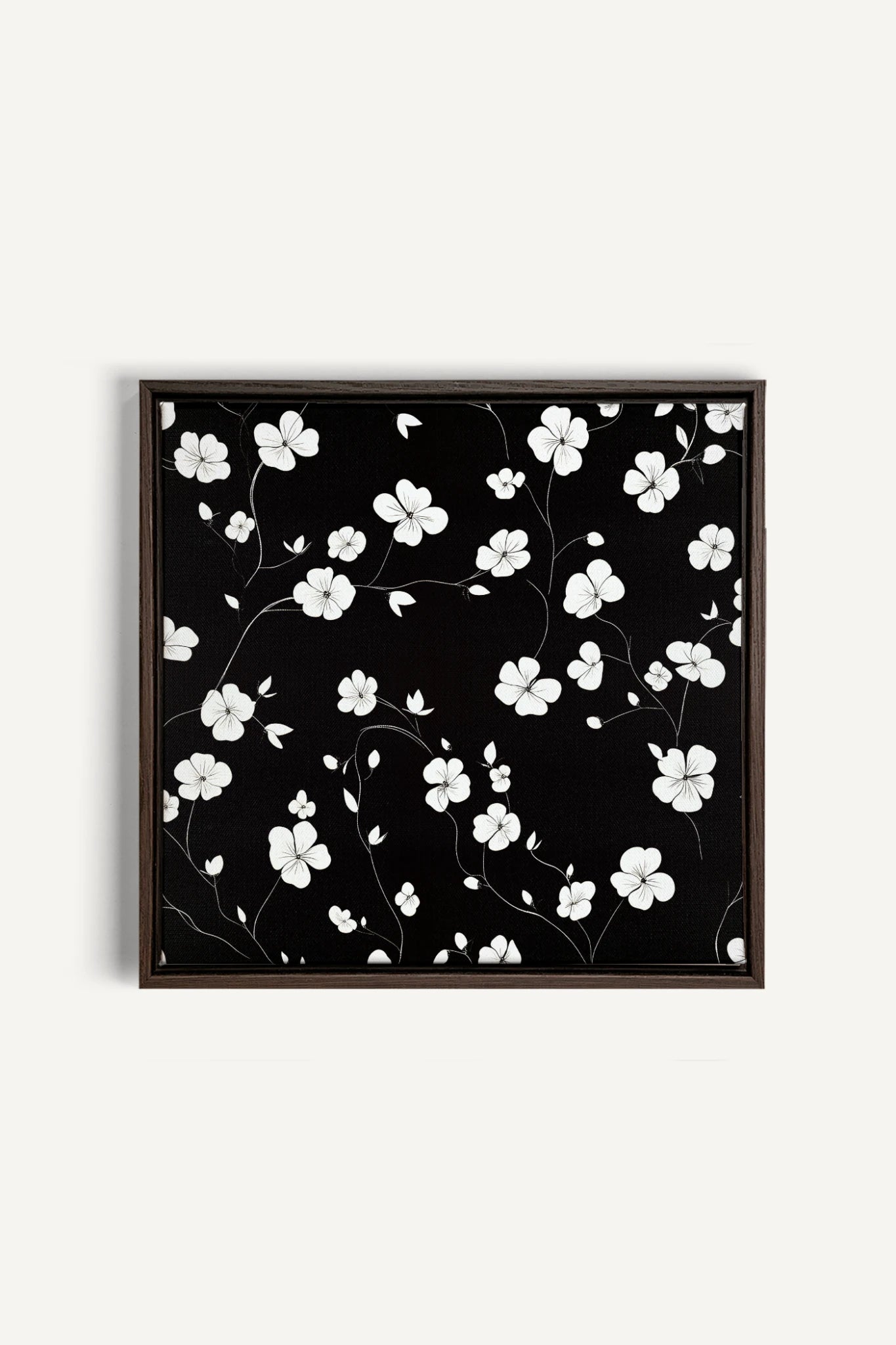 NOCTURNAL BLOOMS, Artwork on stretched canvas, framed in Walnut Brown