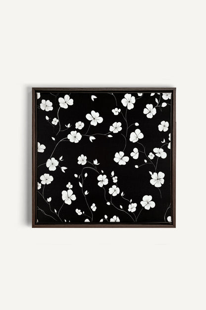 NOCTURNAL BLOOMS, Artwork on stretched canvas, framed in Walnut Brown