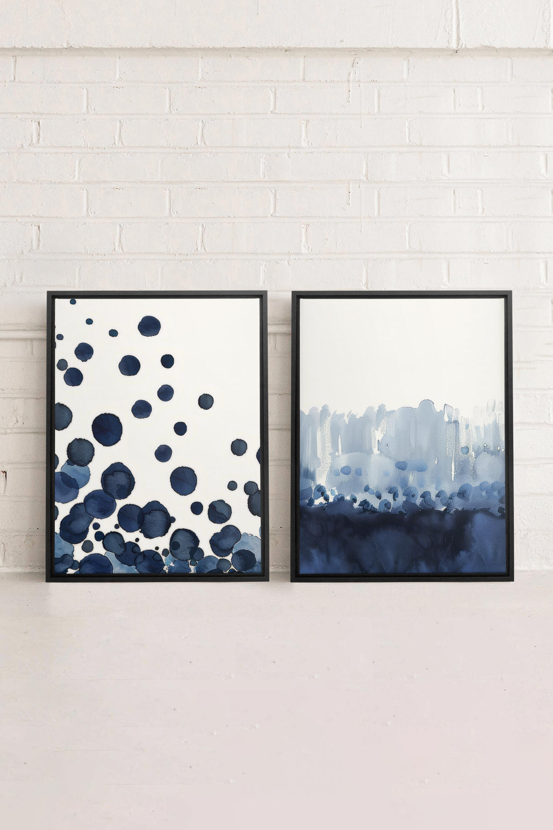 OLEKA CANVAS - OCEAN MIST DUO, 2 Oeuvres sur toile étirée, encadré Noir