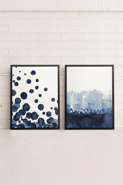 OLEKA CANVAS - OCEAN MIST DUO, 2 Oeuvres sur toile étirée, encadré Noir