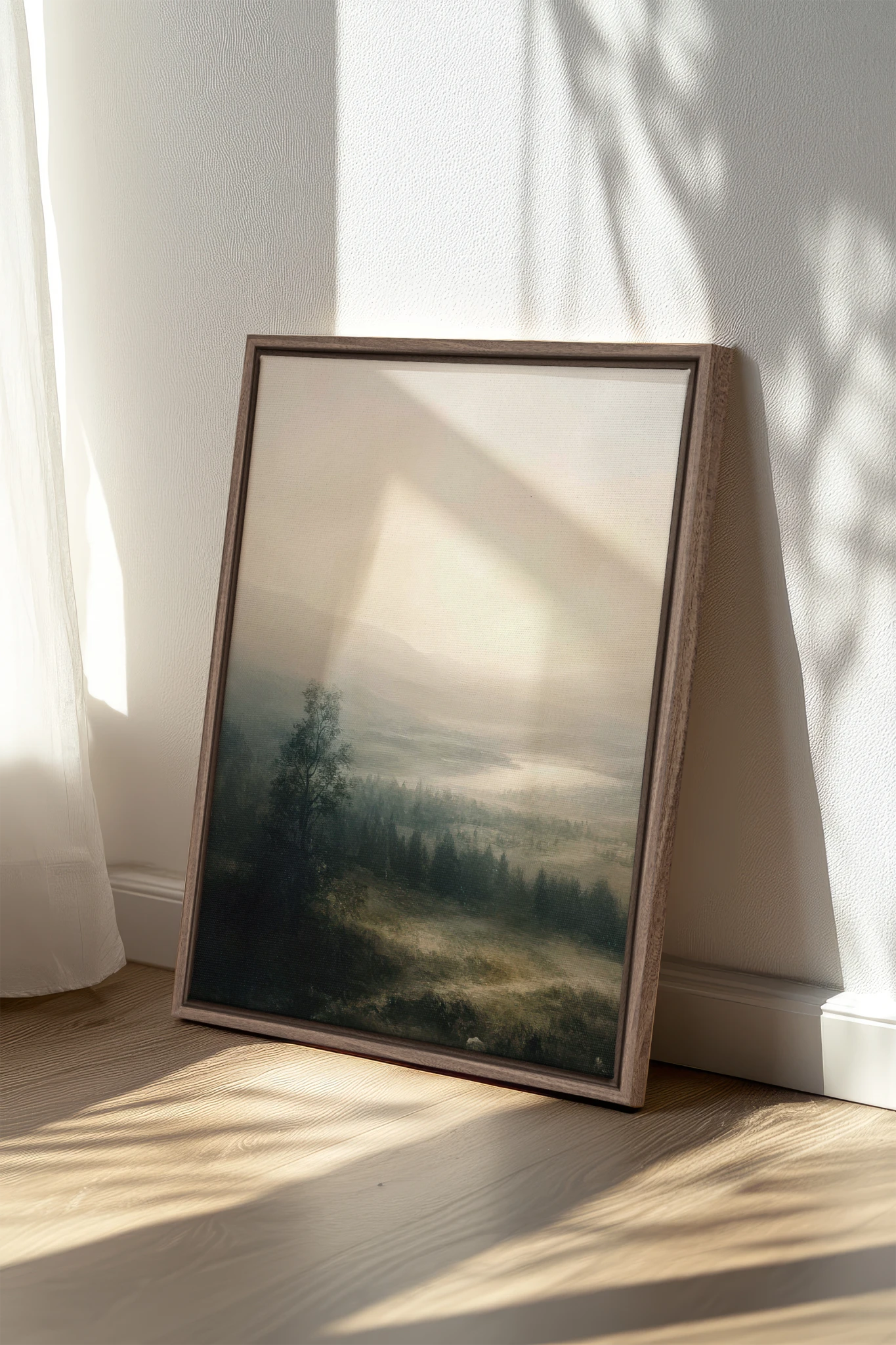 NORTHERN QUIET, Work on stretched canvas, framed Oak Brown