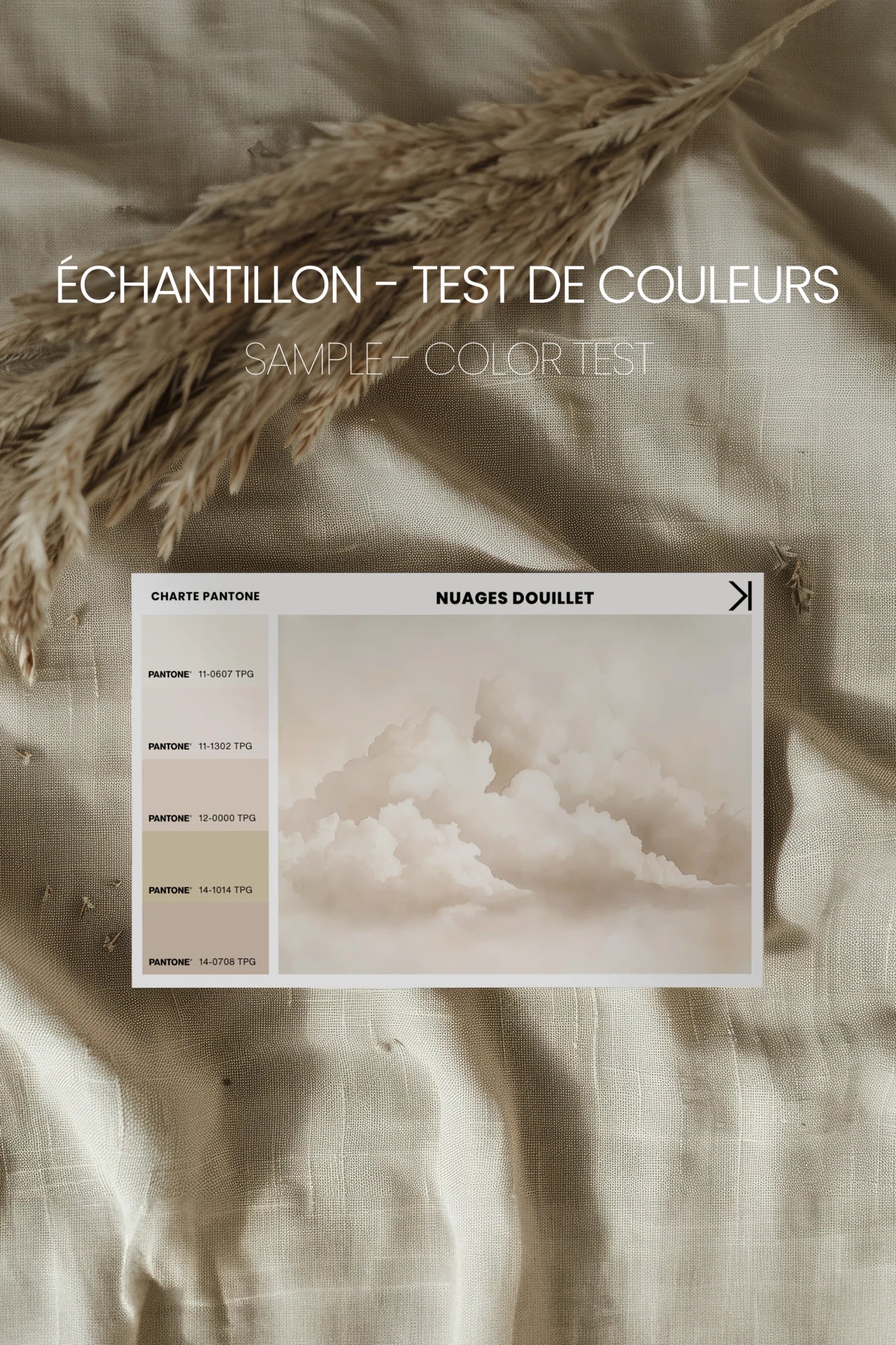 NUAGES DOUILLET, Artwork on rigid canvas, framed Vintage Silver