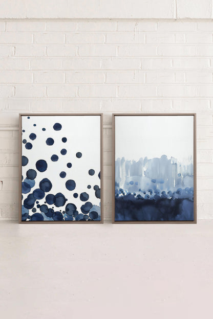 OLEKA CANVAS - OCEAN MIST DUO, 2 Oeuvres sur toile étirée, encadré Brun Chêne