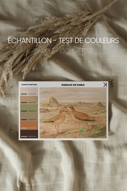 OISEAUX DE SABLE, Oeuvre sur toile rigide, encadré Vintage Argent