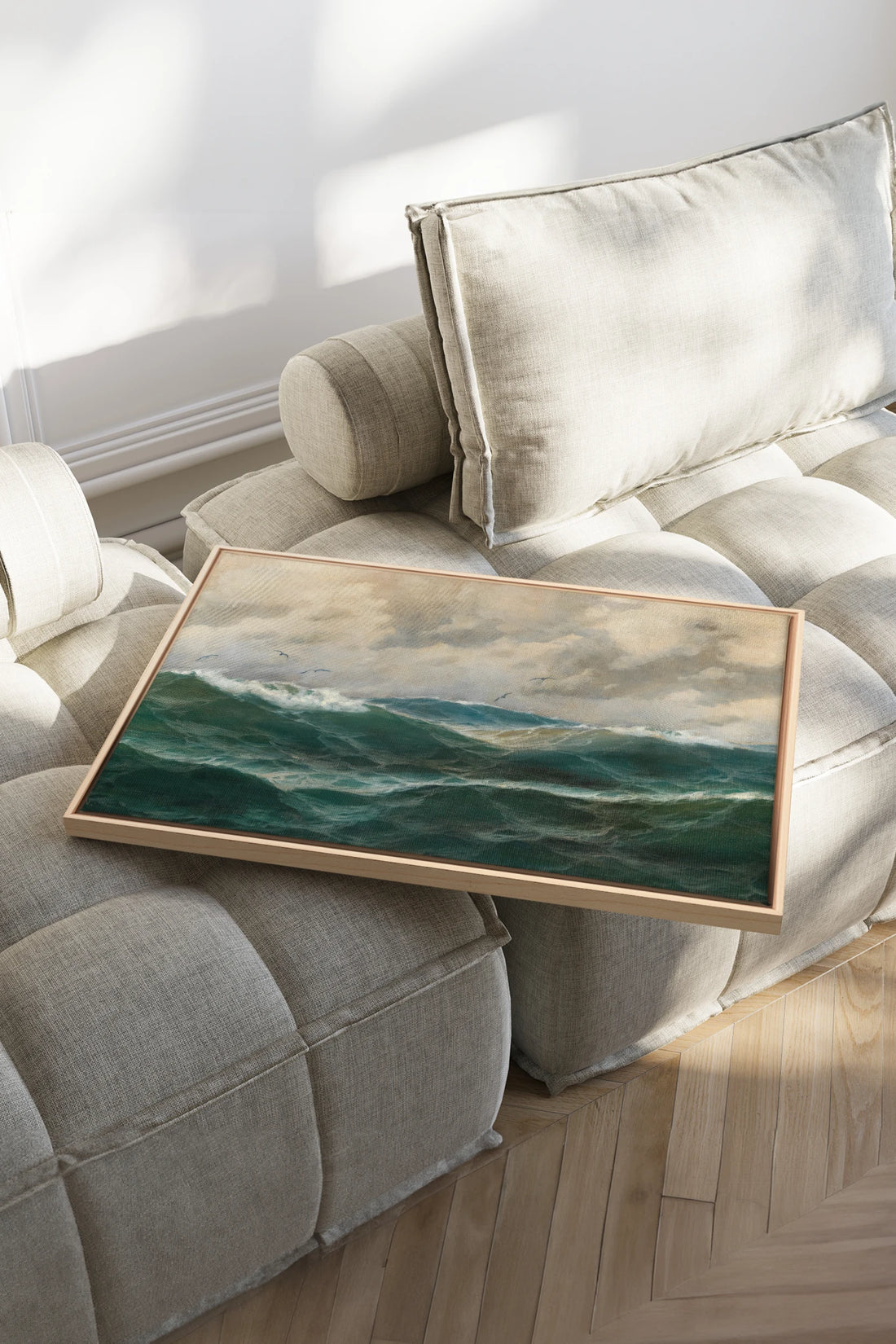 SALT AND SKY, Artwork on stretched canvas, framed Natural Light