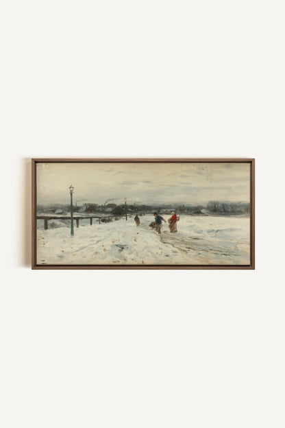 OLD WINTER DAYS, Oeuvre sur toile étirée, encadré Brun Chêne