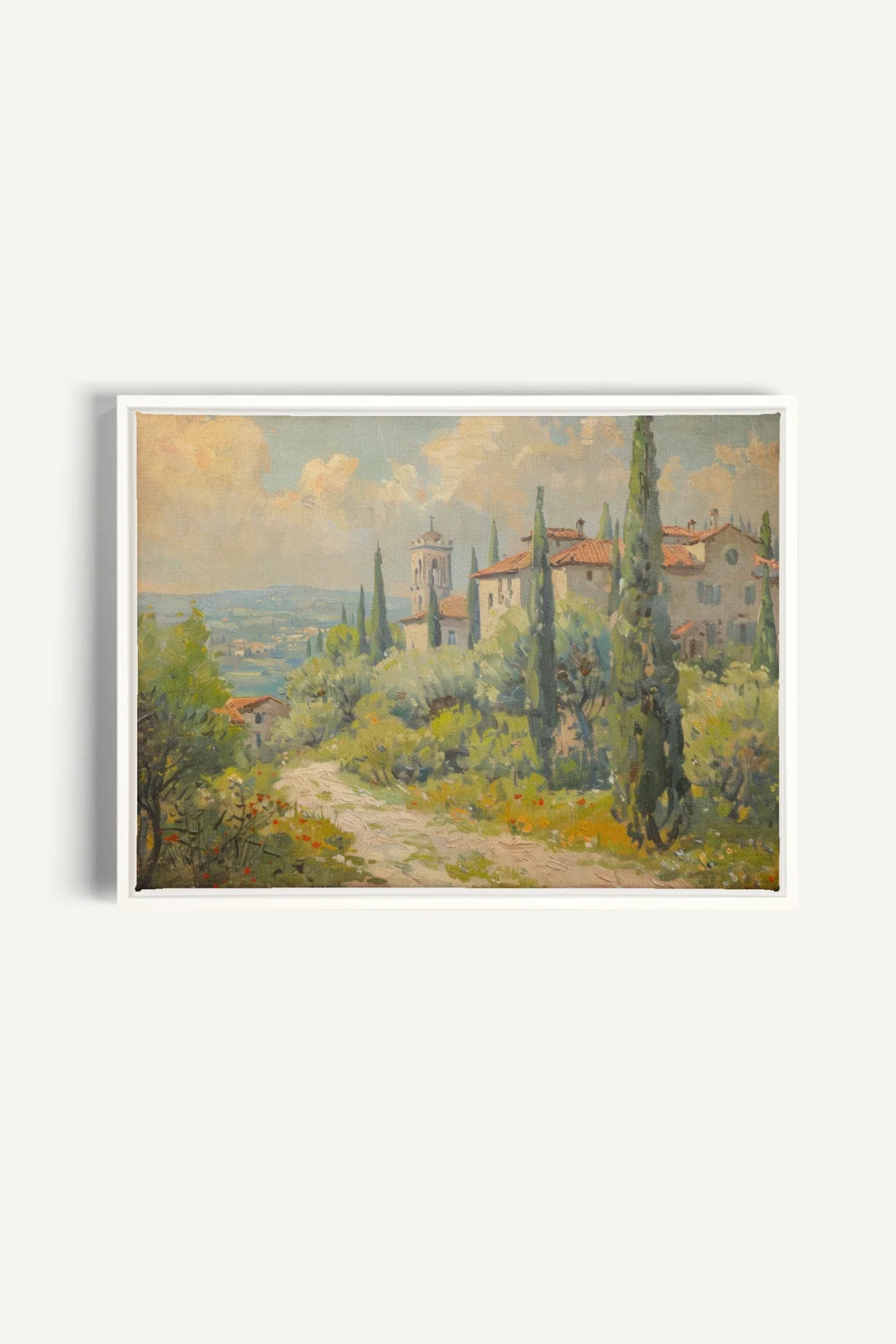 OLEKA CANVAS - Olive Haven, Oeuvre sur toile étirée, encadré Blanc