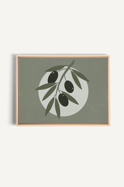 OLEKA CANVAS - OLIVE MOON, Oeuvre sur toile étirée, encadré Naturel Clair