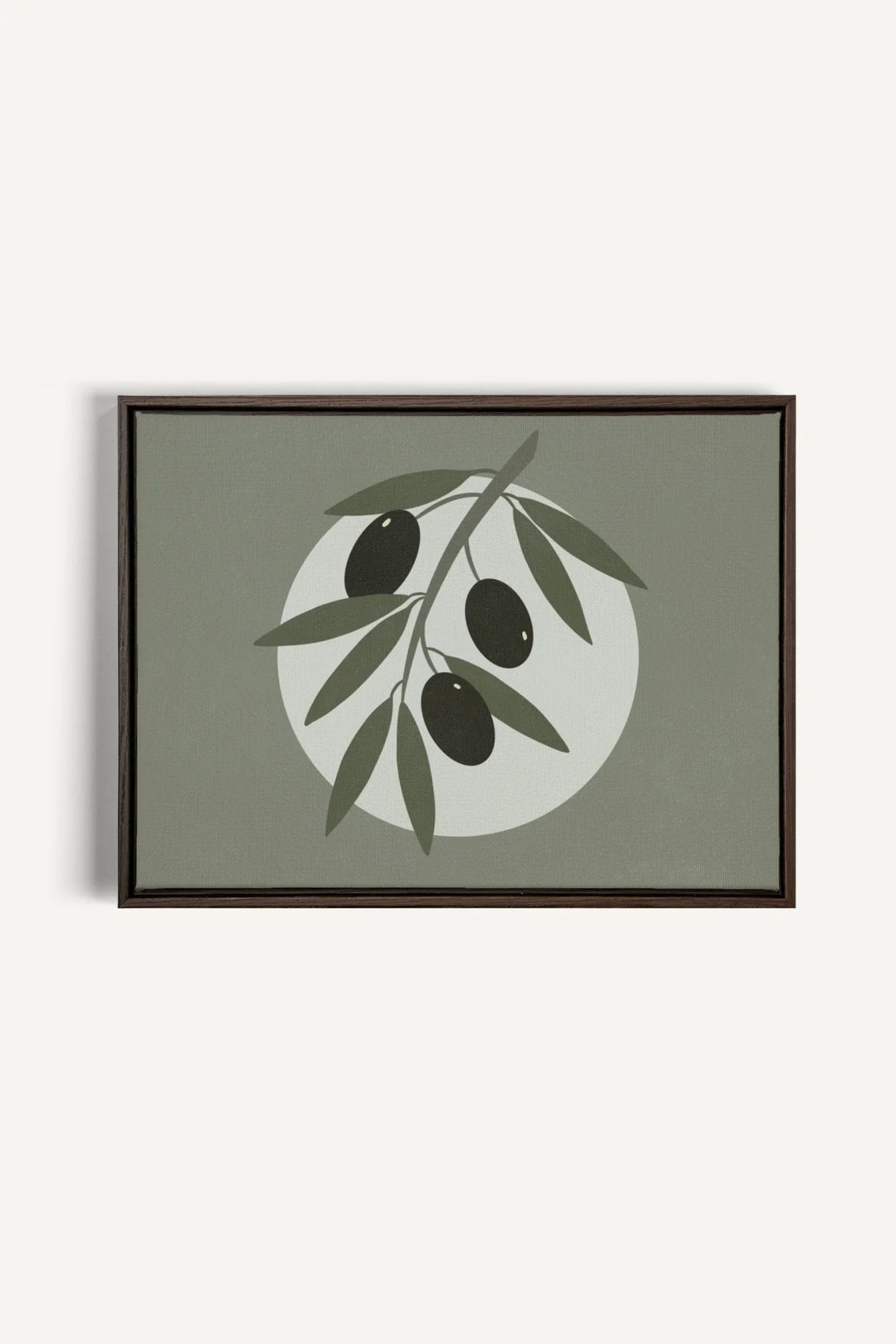 OLEKA CANVAS - OLIVE MOON, Oeuvre sur toile étirée, encadré Brun Noyer