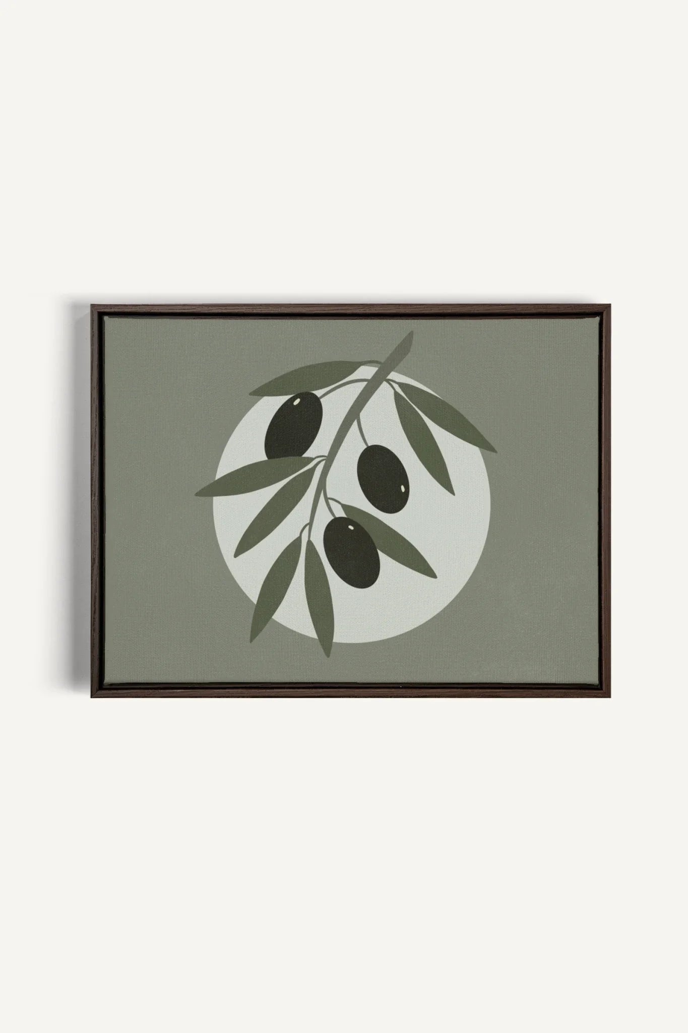 OLEKA CANVAS - OLIVE MOON, Oeuvre sur toile étirée, encadré Brun Noyer